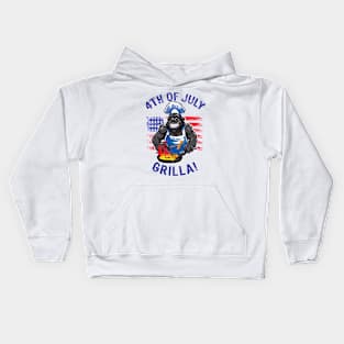 4th of July Grilla - Gorilla cooking on a BBQ Kids Hoodie